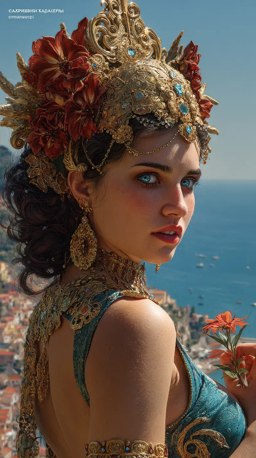 Side portrait of a woman in traditional Carthaginian headdress