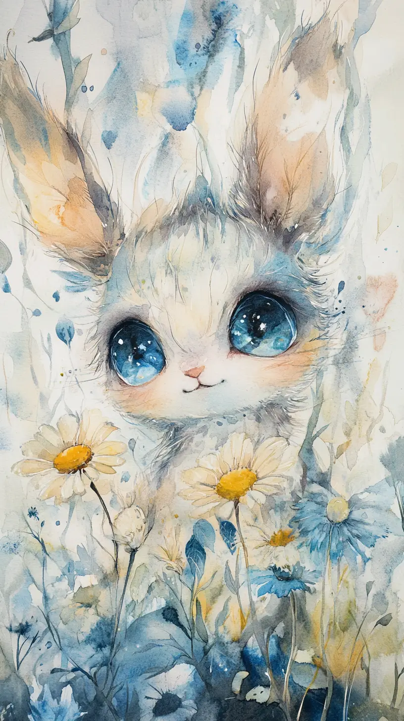 Niedliches Aquarell-Stinktier mit leuchtend gelber Blume