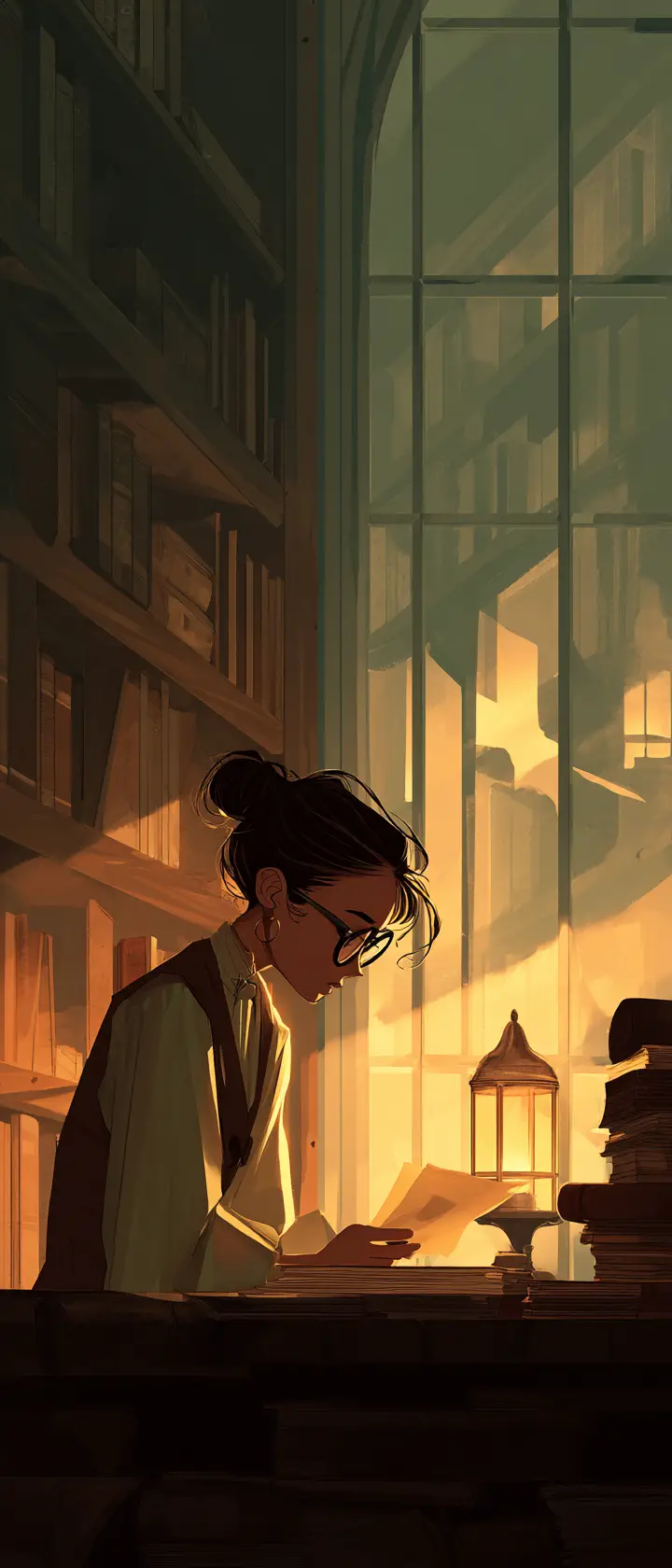 Bibliothécaire qui cache une lettre d’amour dans un vieux livre