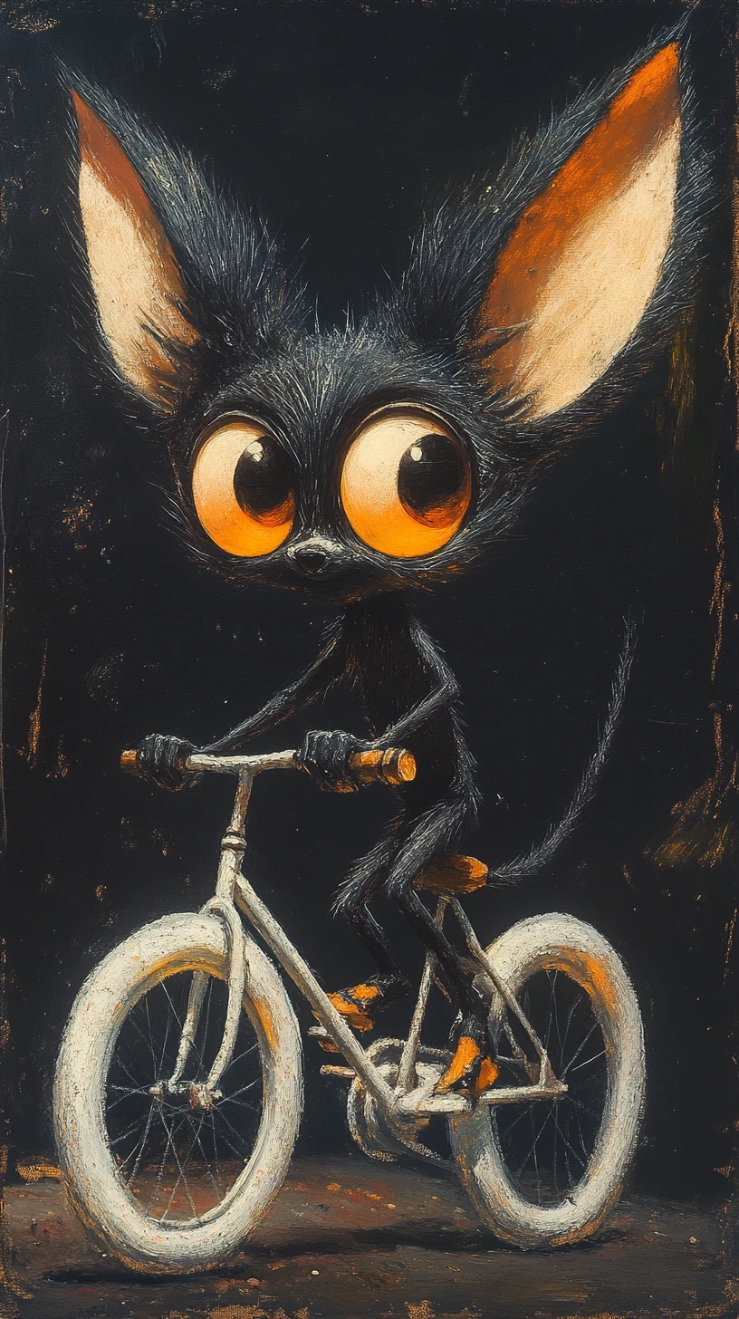 Illustrazione pop art di una volpe fennec cartoon in bicicletta