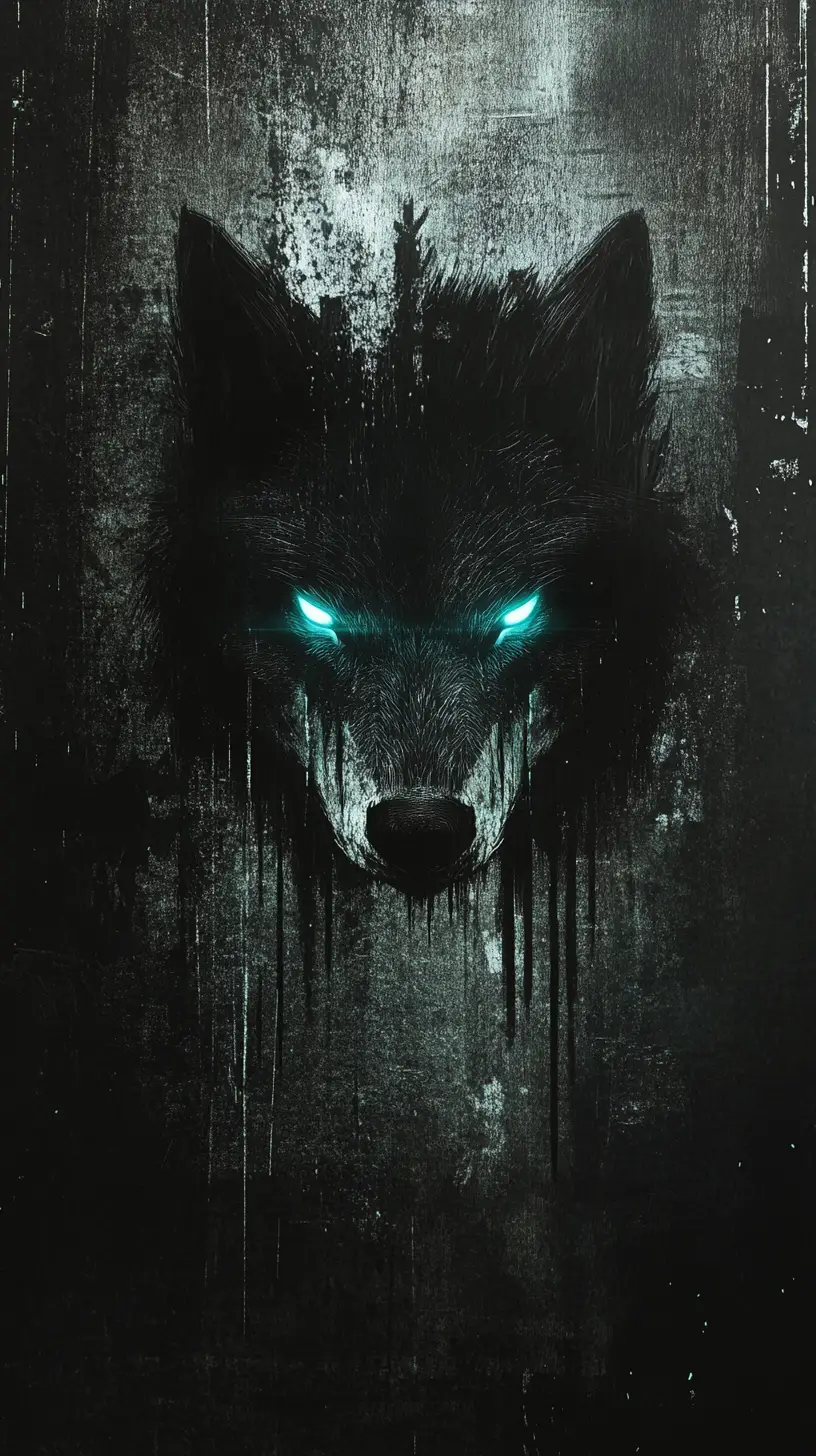 Silhueta noir de lobo formada por luz em muro da cidade