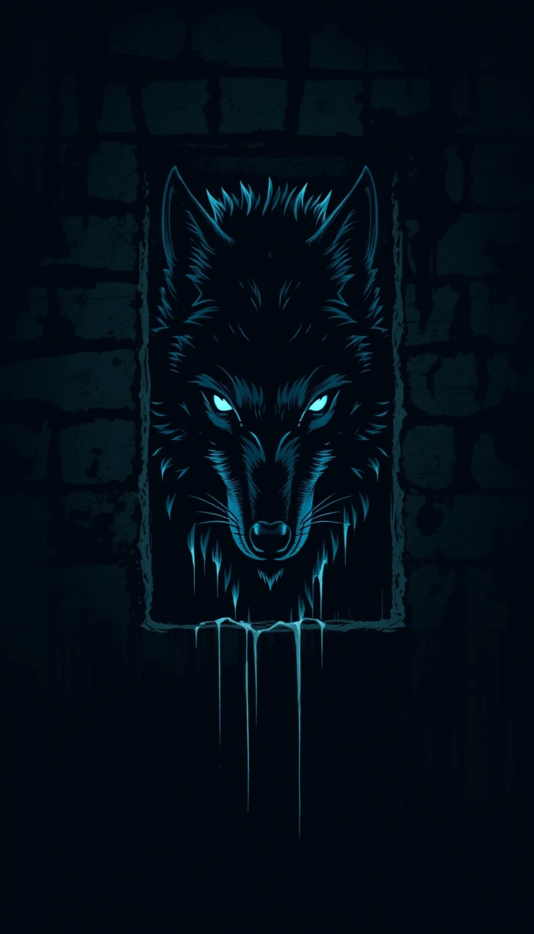 Silhueta noir de lobo formada pela luz em muro da cidade