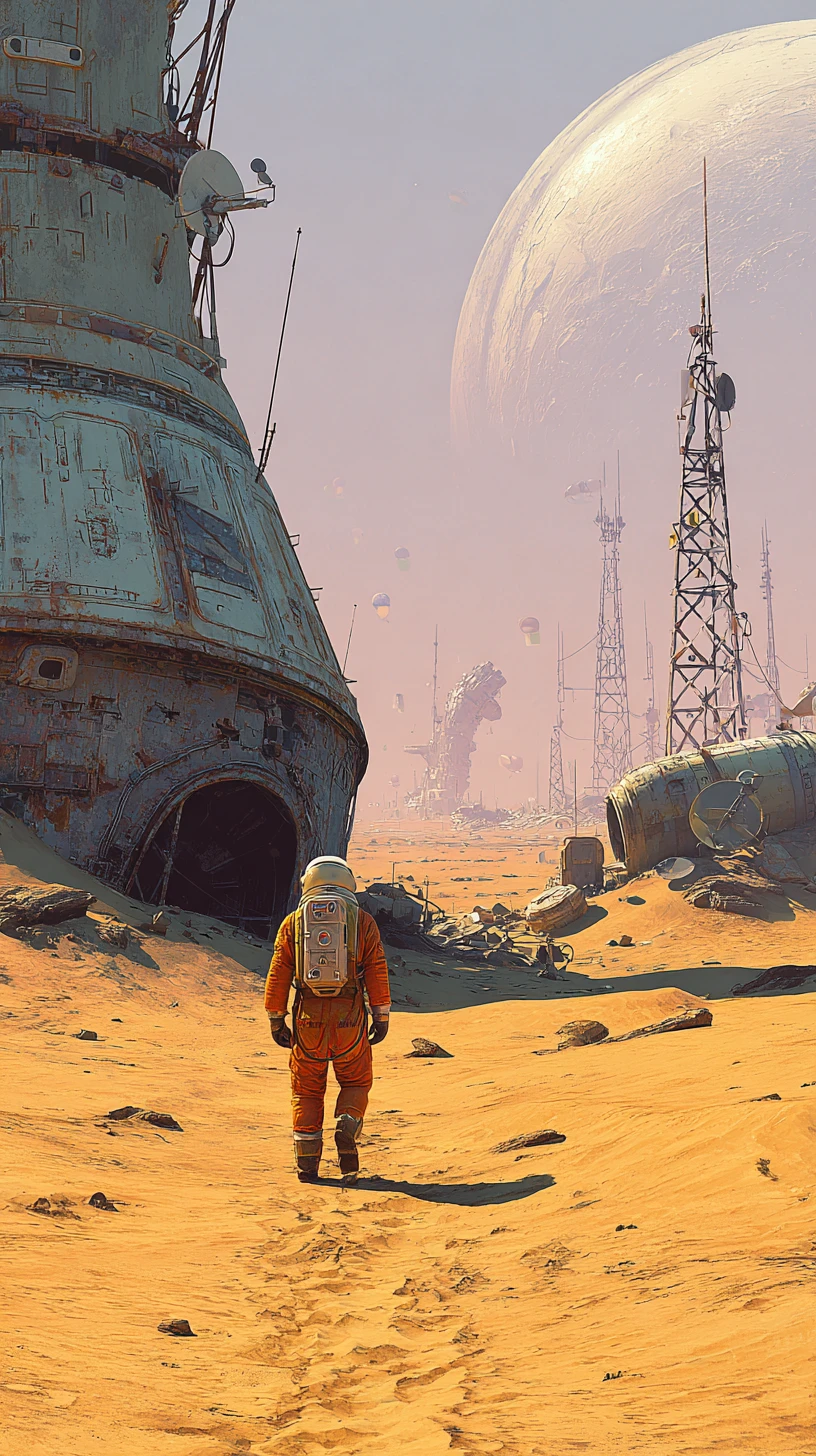 Einsamer Astronaut überquert Wüste zu uraltem außerirdischem Monolithen