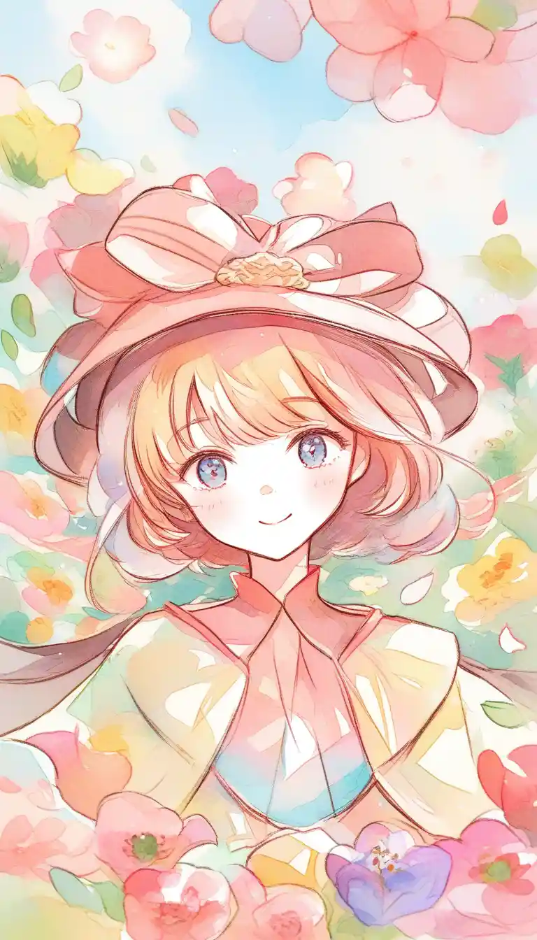 晴空下穿著花卉服裝的俏皮女孩