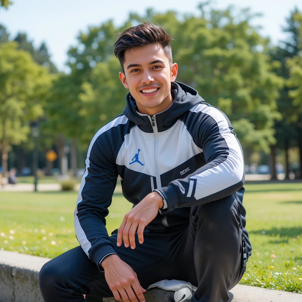 Jeune homme s’étirant dans un parc urbain ensoleillé