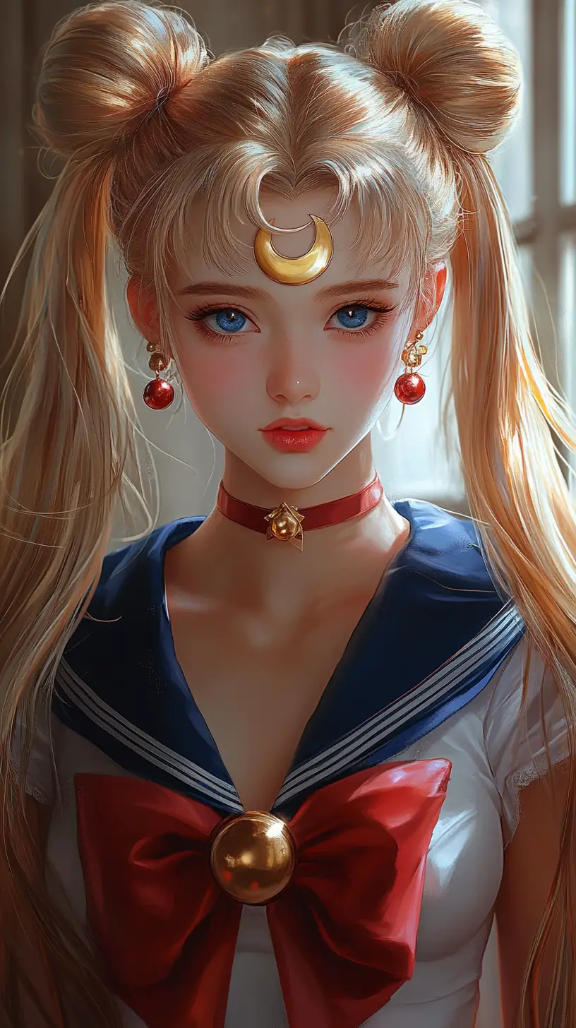 金髮水手服動漫少女肖像