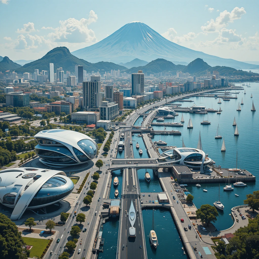Futuristic Aerial View Of Naples Coastal Cityscape