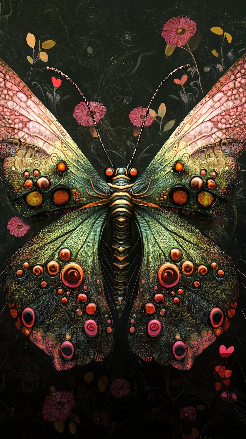 Surreal butterfly rising from a dark twisted fantasy realm