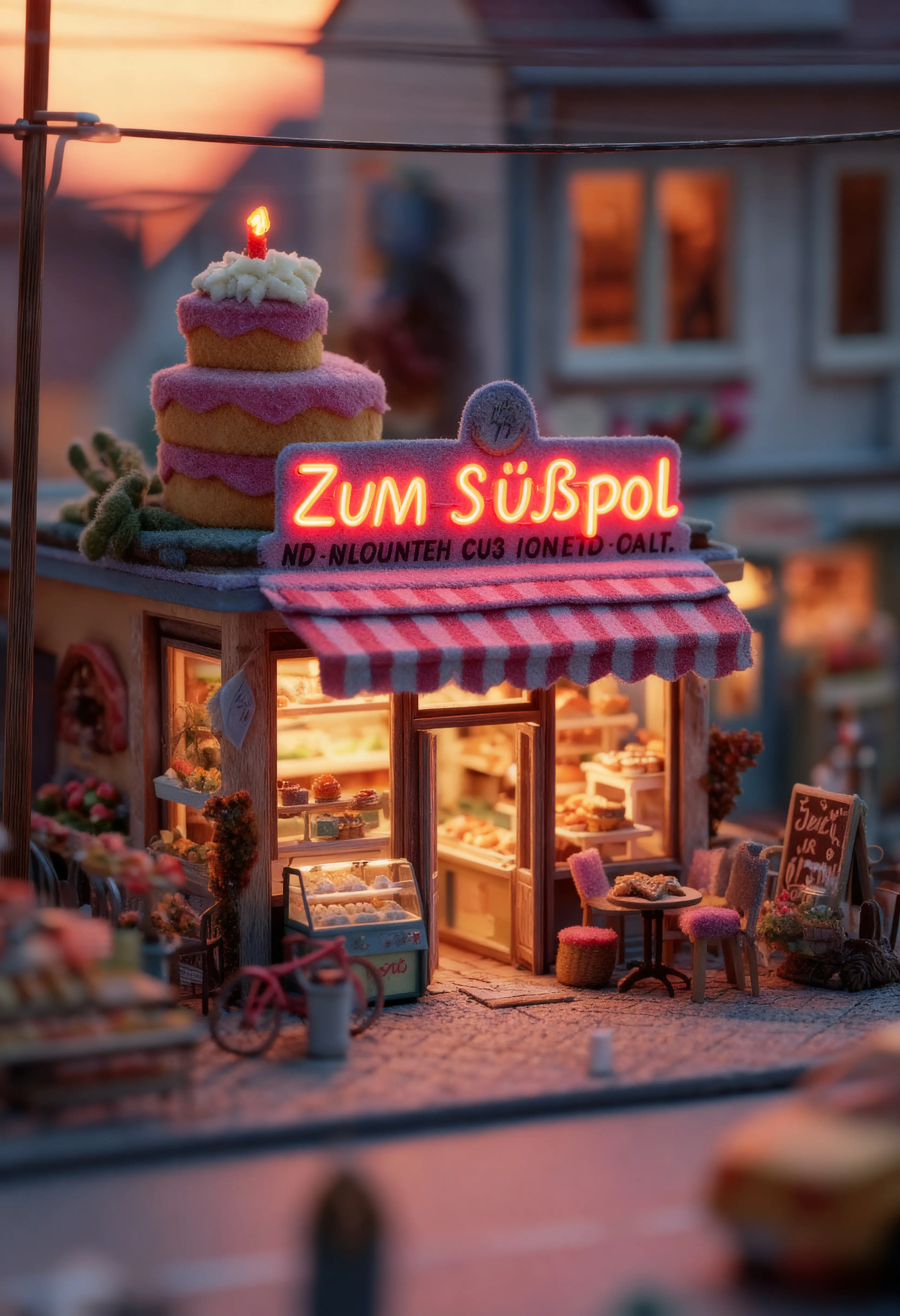 顯示「Zum Süßpol」文字的霓虹招牌特寫