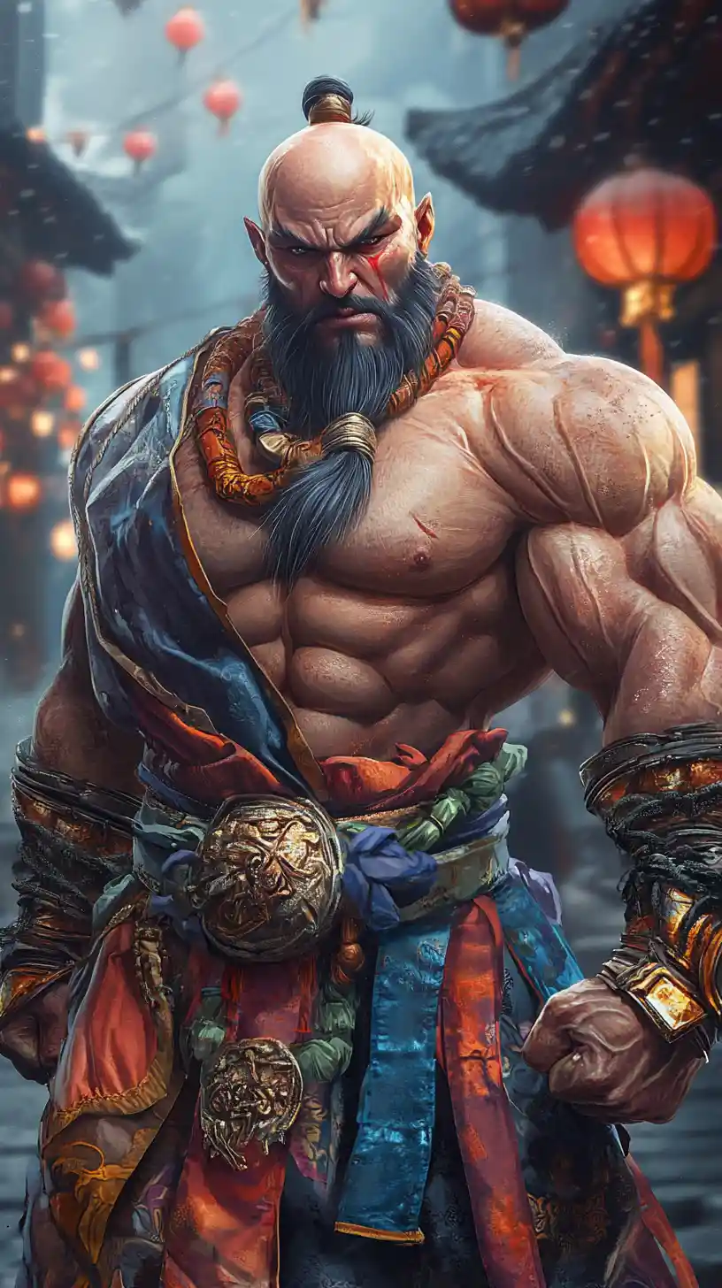 Anime-Fantasy-Kriegerzauberer in kraftvoller Kampfpose