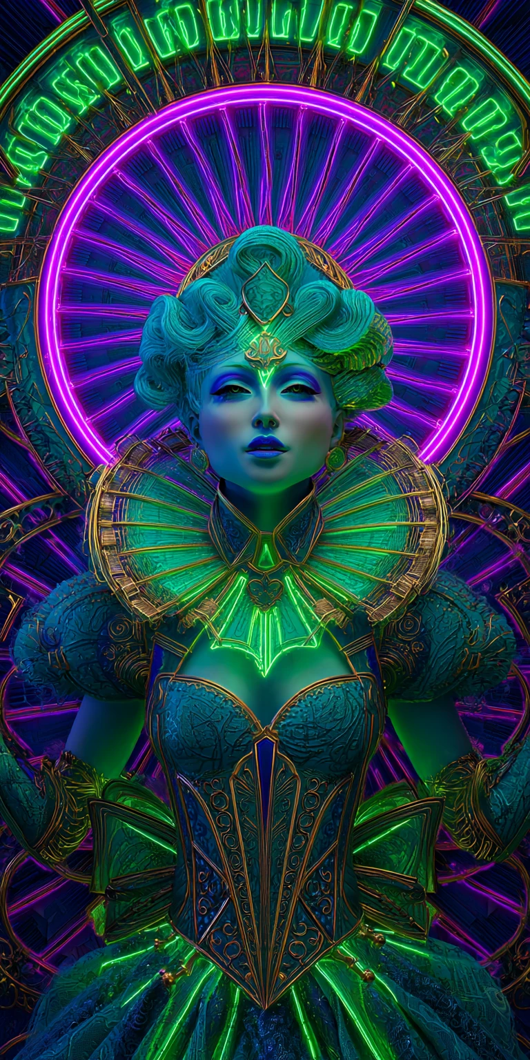 Whimsical fantasy woman framed by radiant starburst light