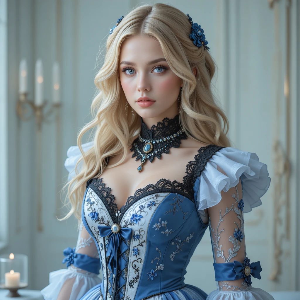 Serena donna fantasy in abito gotico lolita blu
