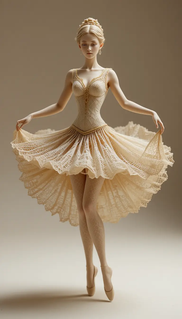 Estátua de Panqueca Rendhada Intricada de uma Bailarina Dançando