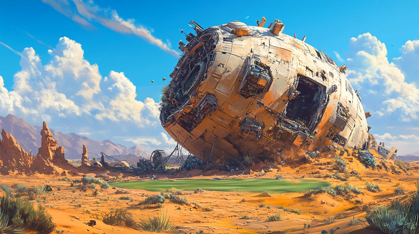 Ancient spaceship wreck turned into homes in arid desert