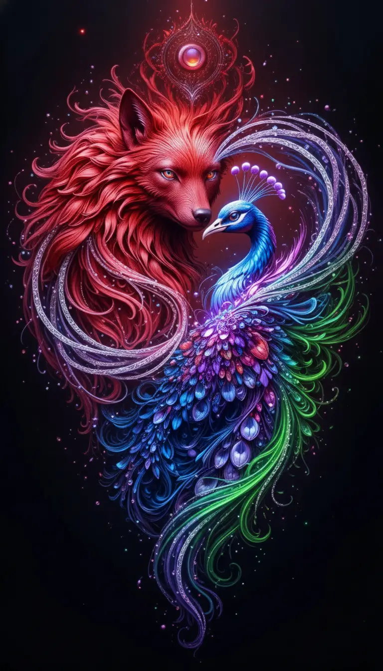 Heart shaped yin yang symbol with musical energy