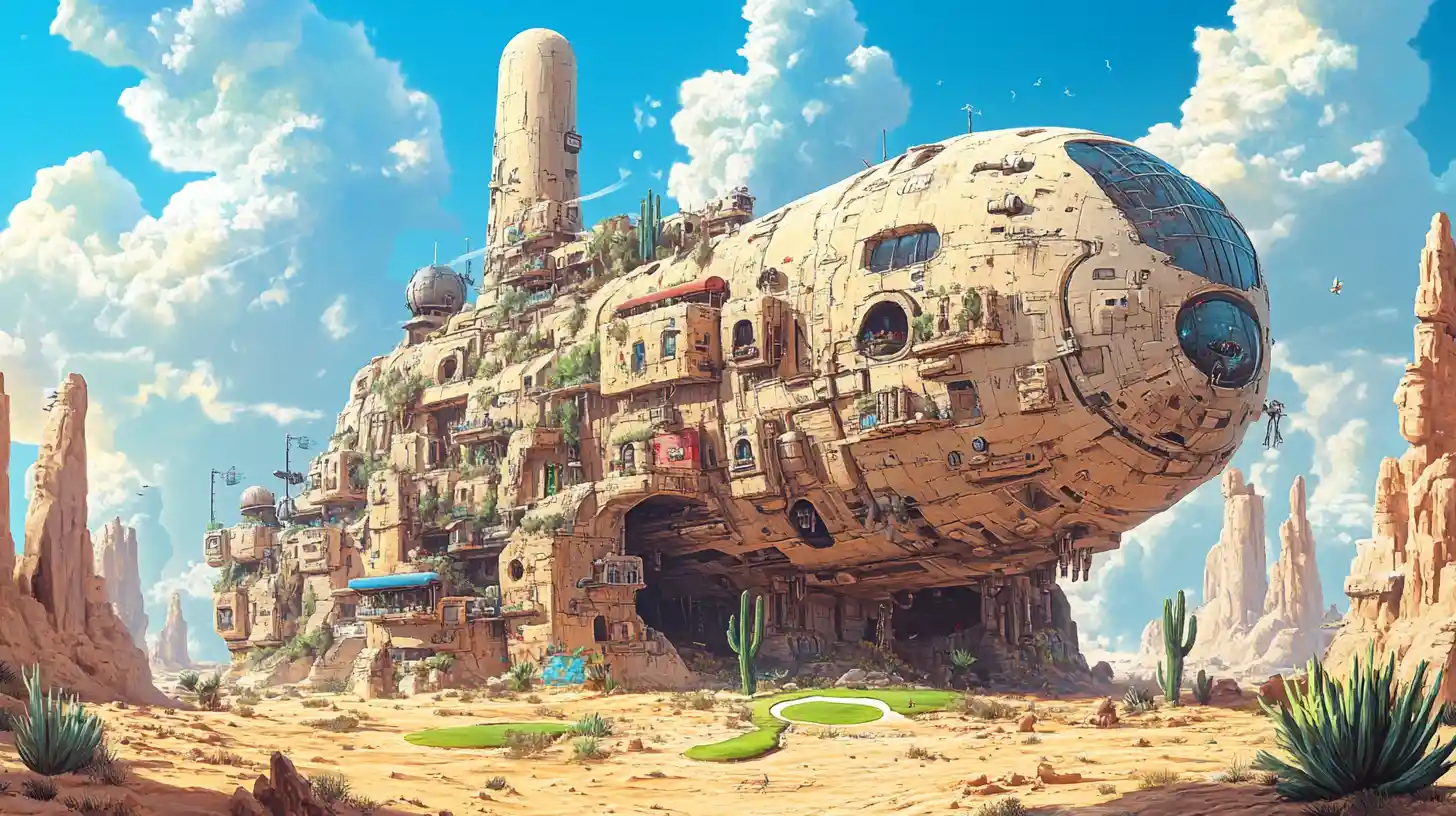墜毀在沙漠的古老太空船改造成住宅聚落