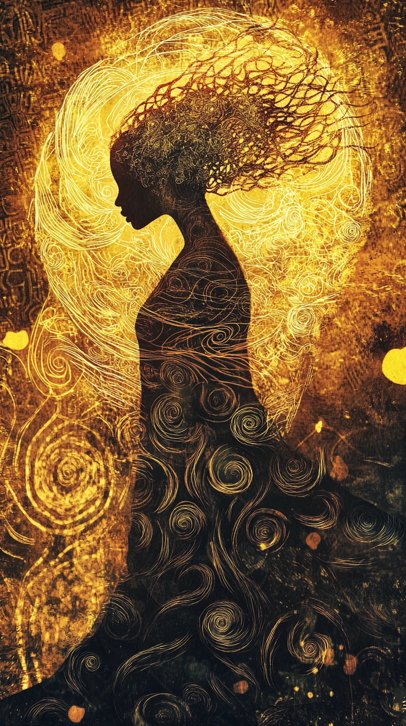 Mystical being transforming into a luminous serpent deity