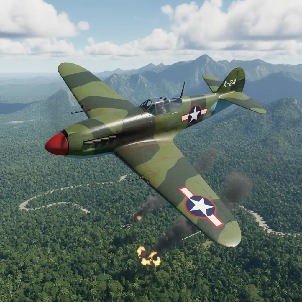 World War II fighter aircraft over the Papua sky
