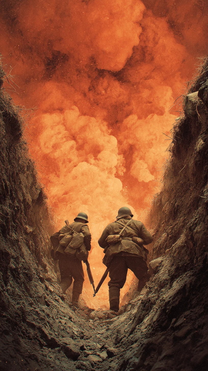 第二次世界大戦のドイツ兵による塹壕戦シーン