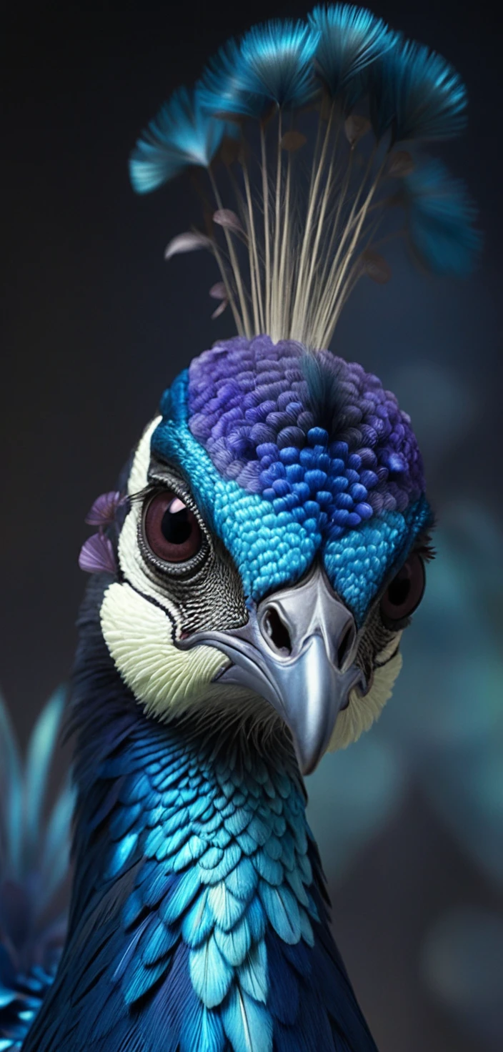 Perfil majestoso de pavão em iluminação dramática de estúdio