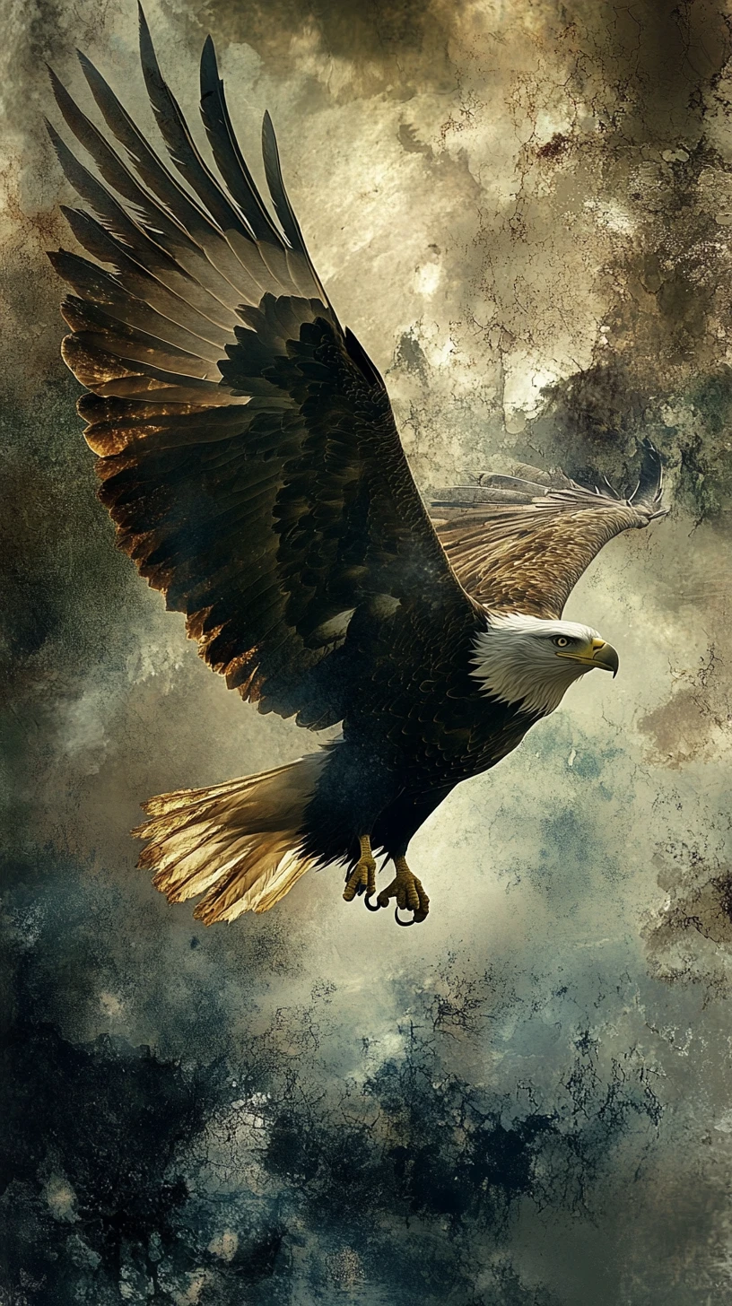 Illusione surreale di un'aquila in una strana scena astratta