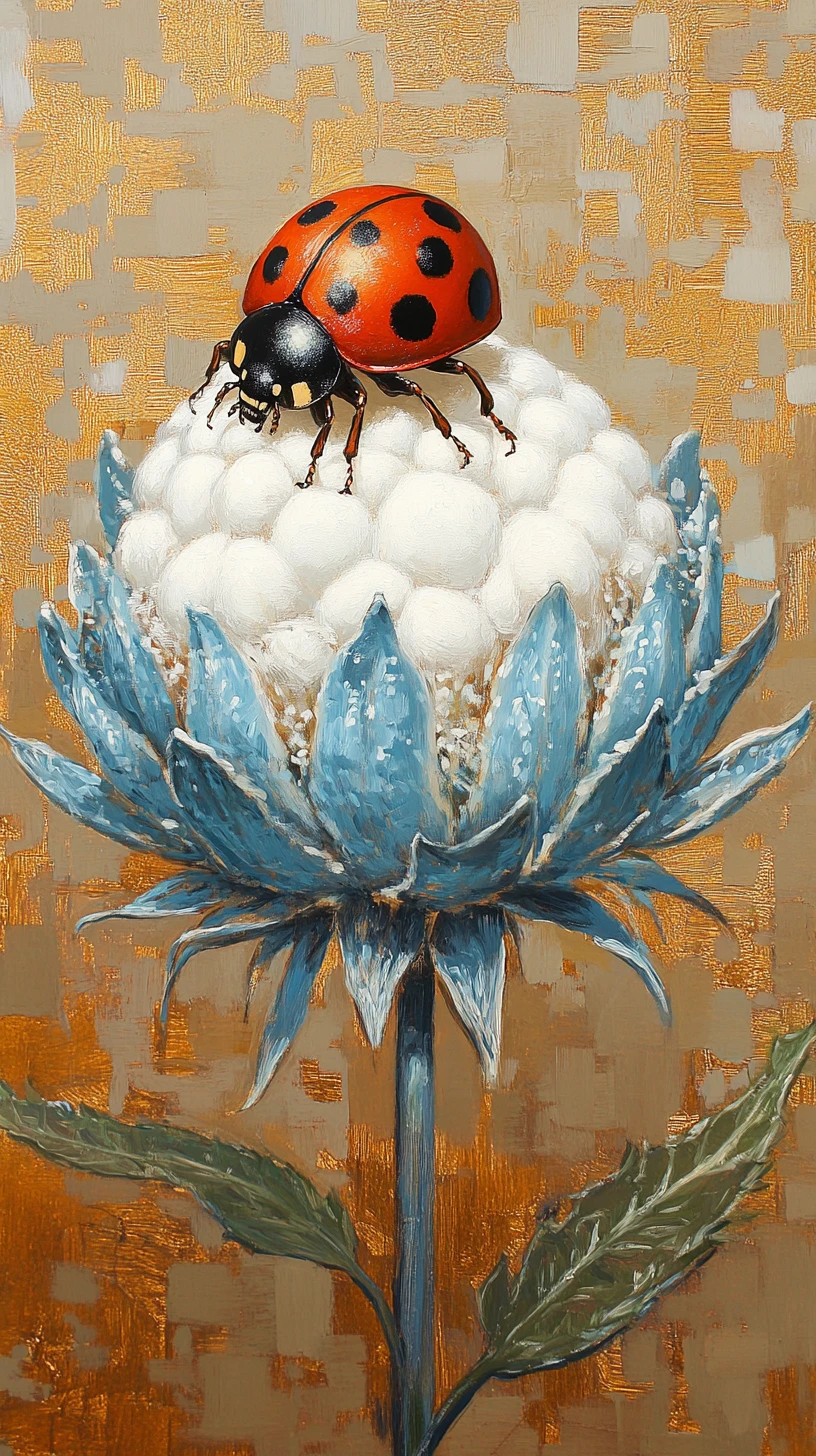 Coccinelle pop art sur fleur avec doux éclat de lumière du soleil