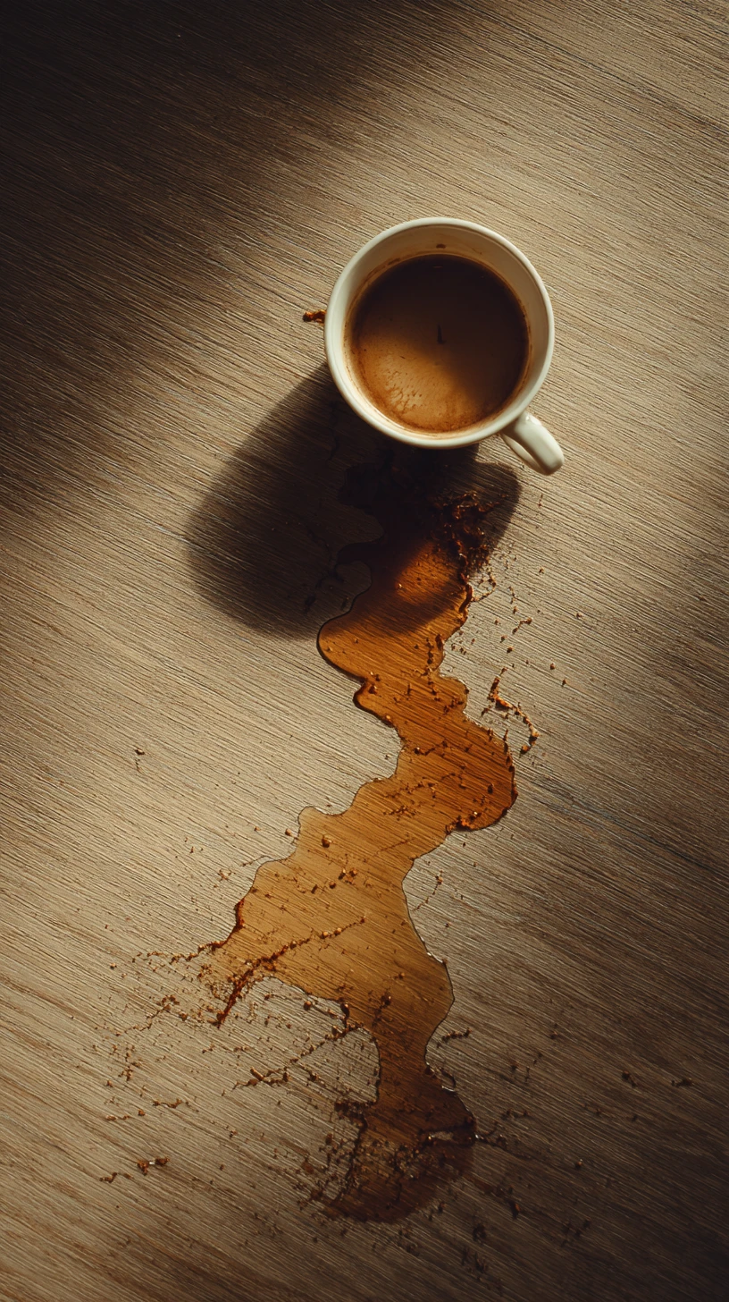 Tasse de café renversée formant une silhouette humaine