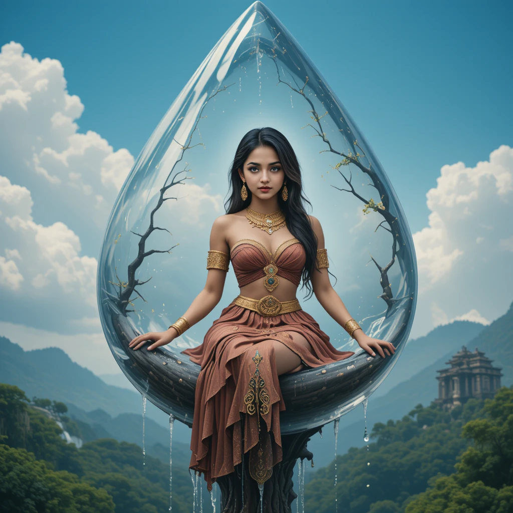漂浮水滴王座上的阿茲特克公主