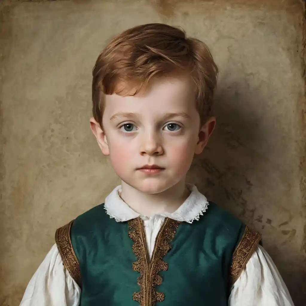 Young Scottish boy in a classic Renaissance portrait