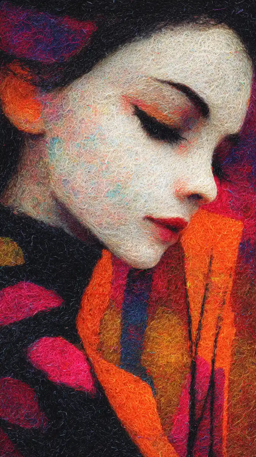 Dream weaver woman crafting a surreal woven dreamscape