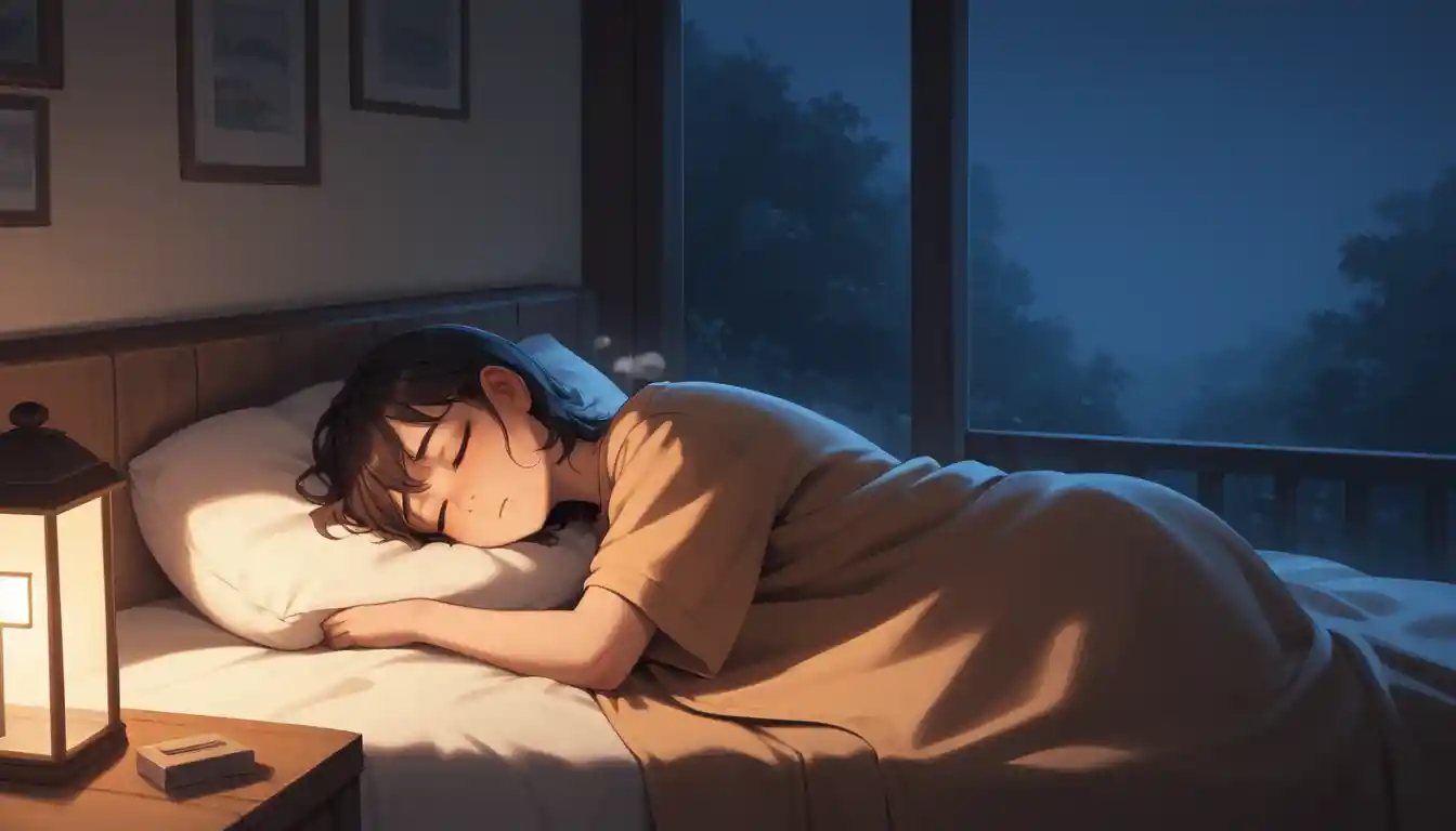 Sleeping child resting peacefully in a softly lit bedroom