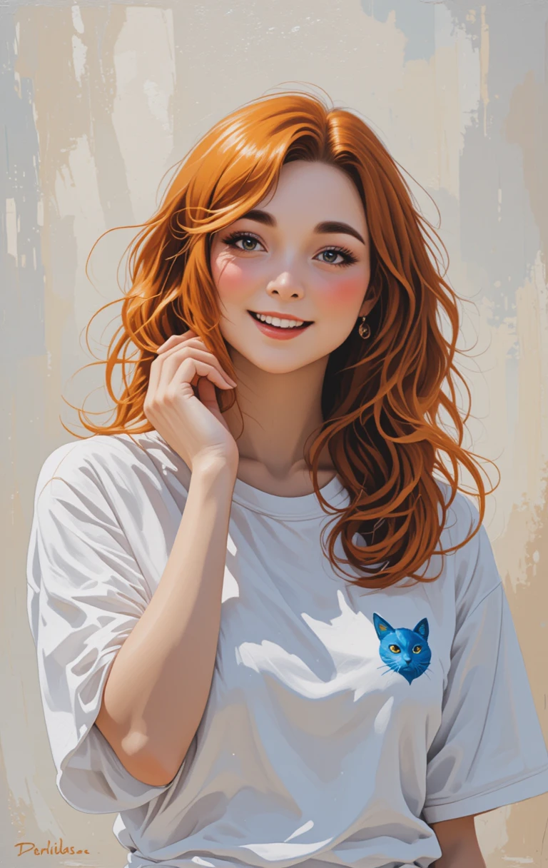 Confident woman with vibrant orange hair smiling outdoors