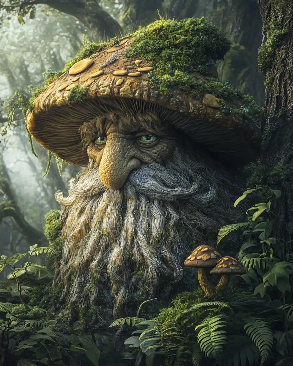Antico Guardiano Fungo in una Foresta Onirica