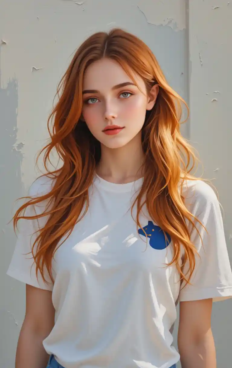 Confident woman with vibrant orange hair smiling outdoors