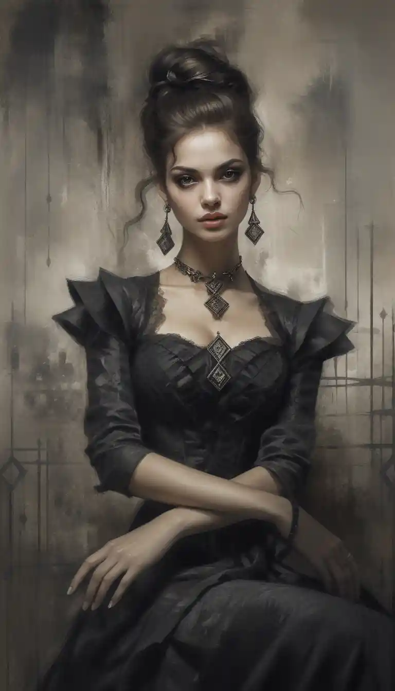 Monochrome fantasy portrait of an aristocratic woman