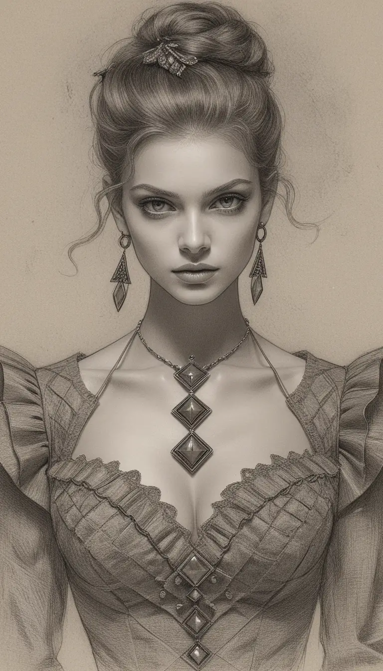 Elegante mulher aristocrática em retrato de fantasia vitoriana sombria