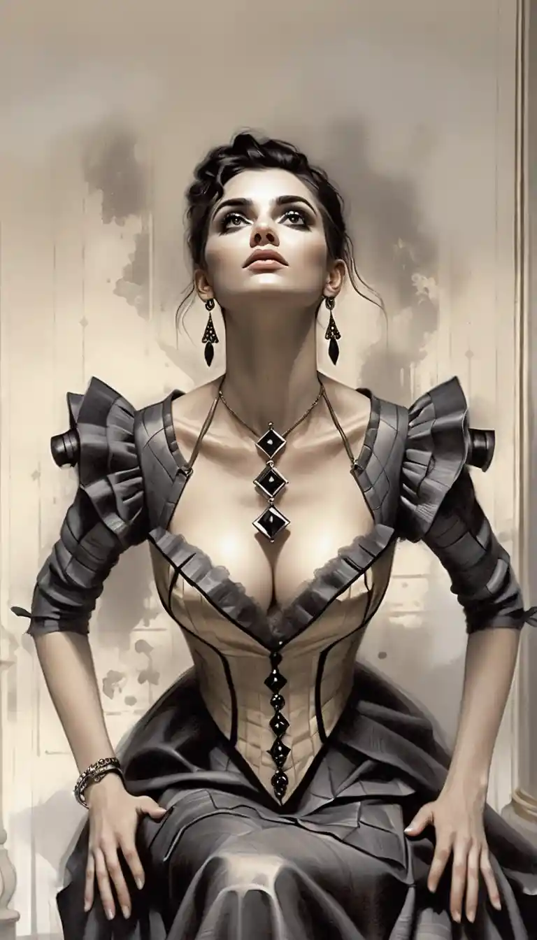 Elegante aristokratische Frau in monochromem Fantasy-Porträt