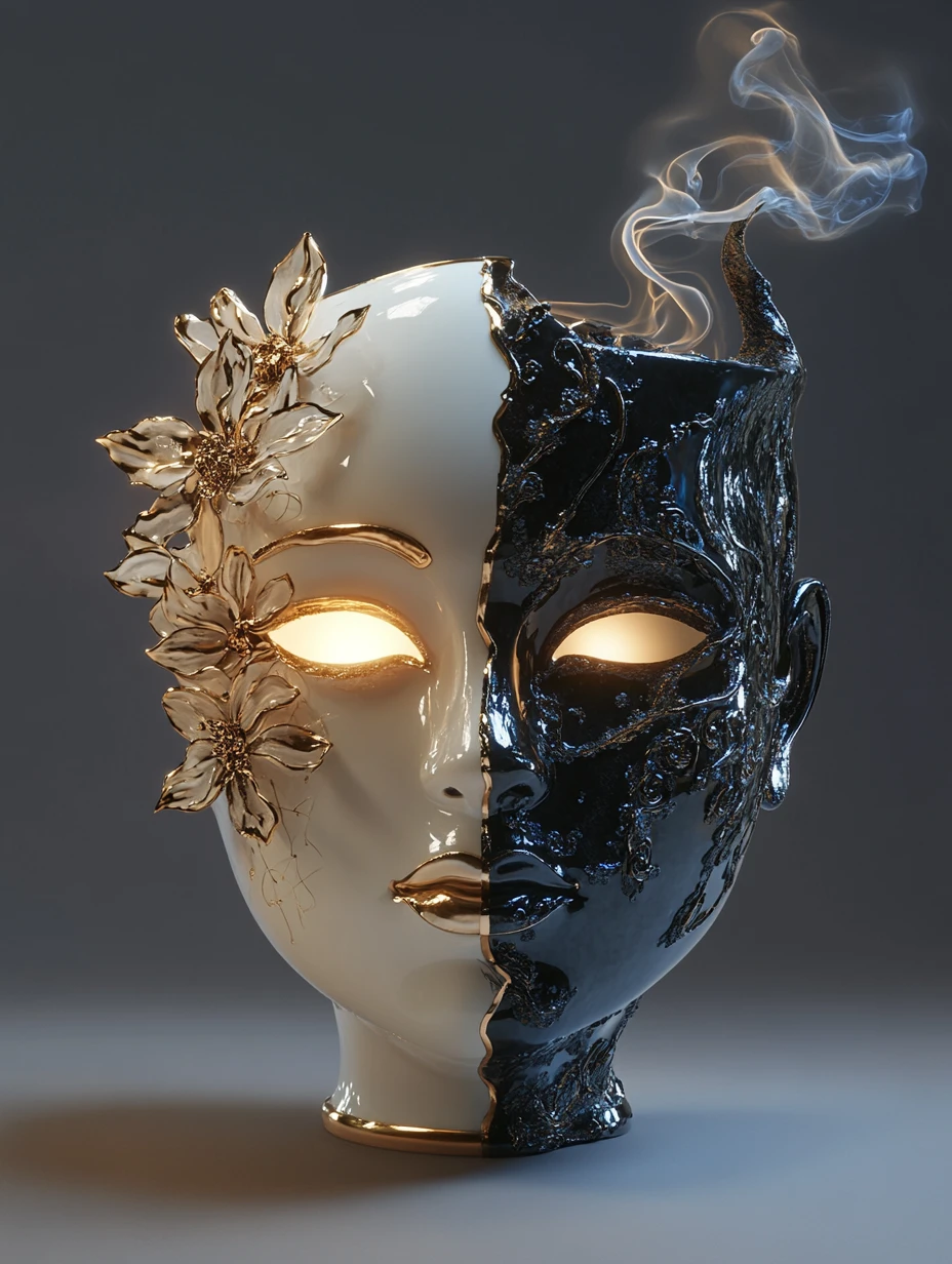 Masque de carnaval bicolore en forme de petite tasse à café