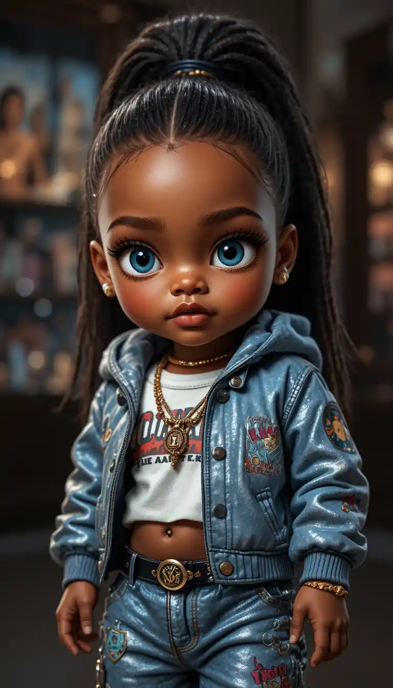 Bimba urbana con tartaruga al guinzaglio in stile cartoon