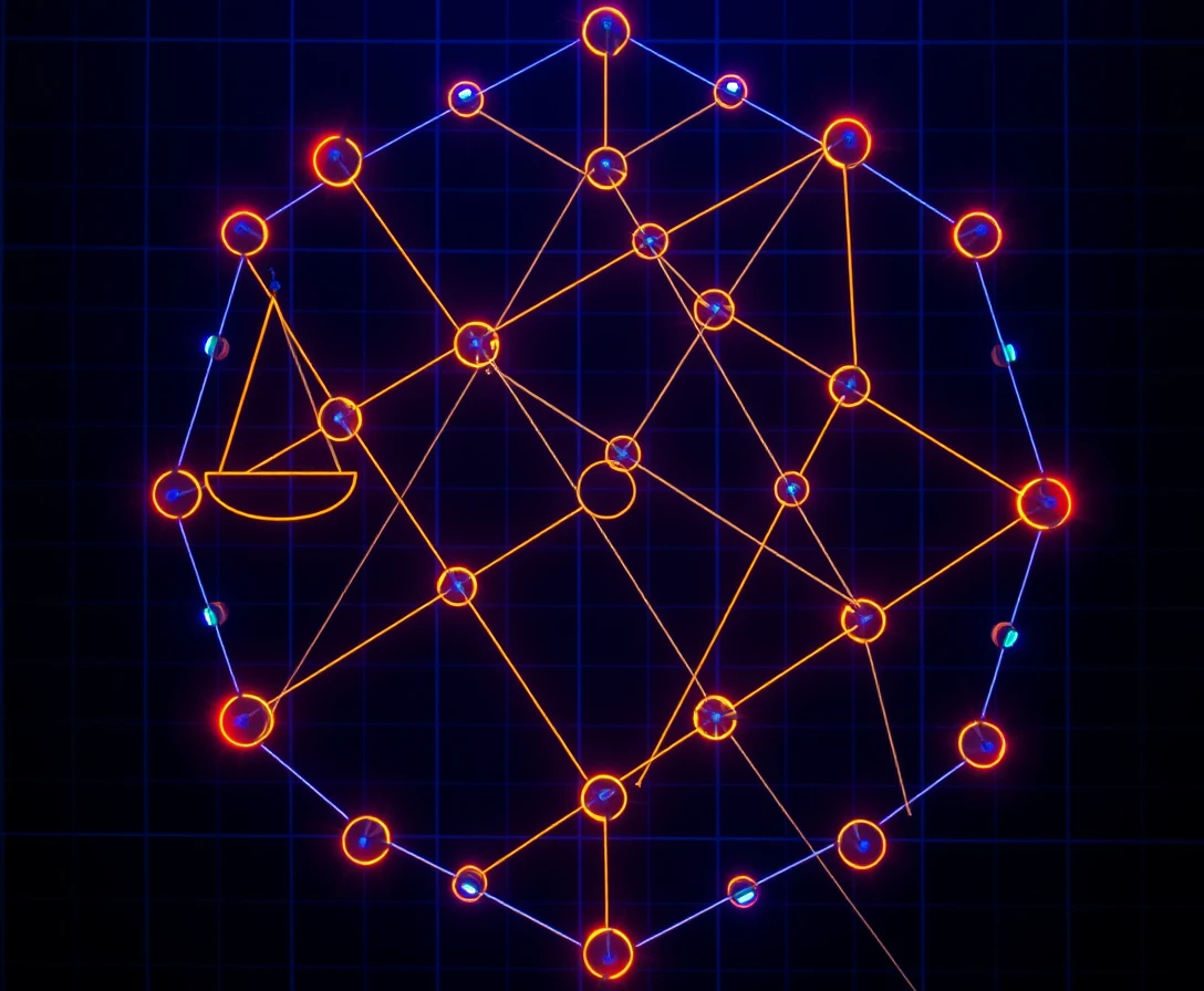 Rete geometrica astratta di statuti legali in luce blu