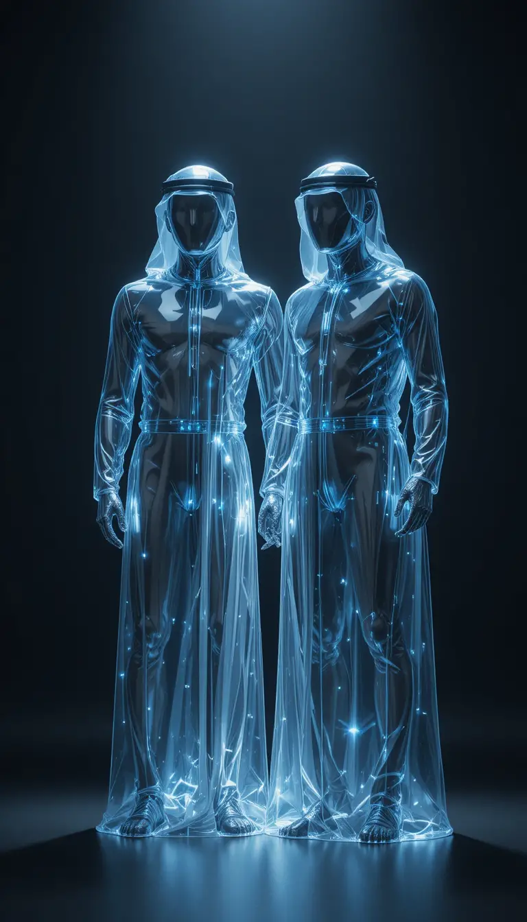Abstract Saudi leaders in glass and metal silhouettes