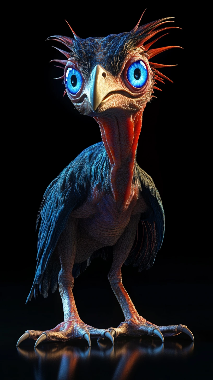 Bioluminescent Hybrid Creature In Aggressive Full Body Pose