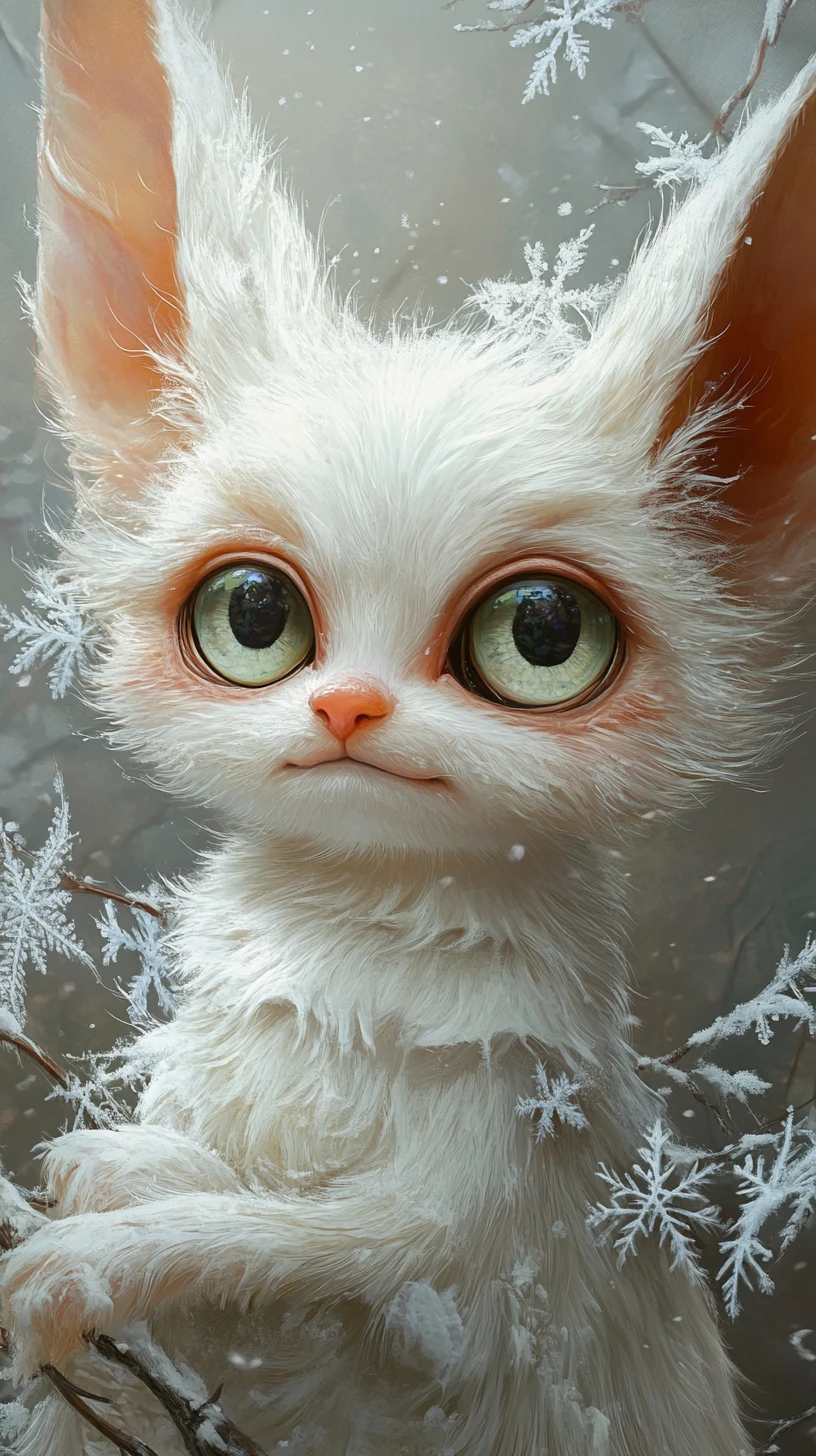 Gato fennec em 3D estilo desenho animado com fundo em degradê pastel
