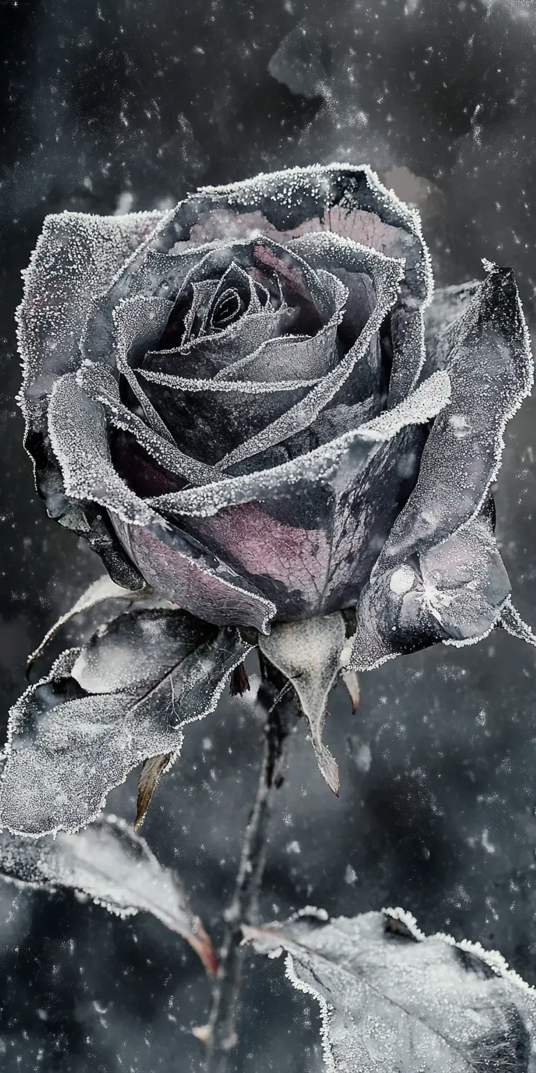 超現實拼貼幻象：微距雪花與暗黑玫瑰