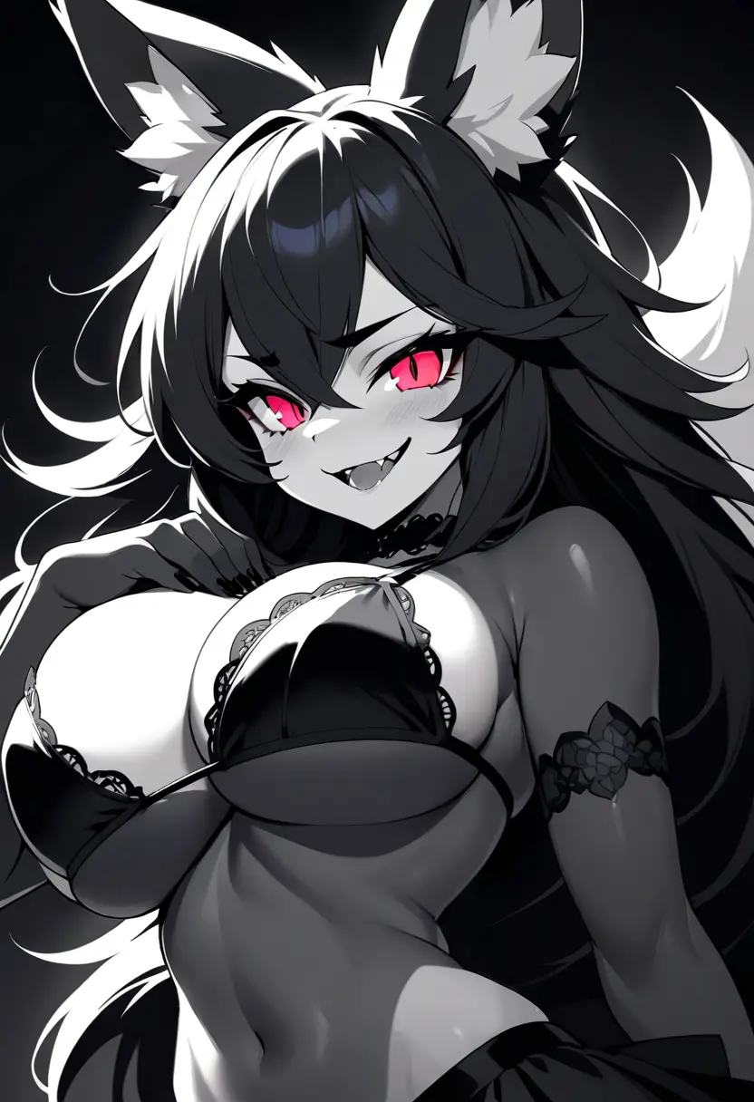 Mulher raposa negra gótica em retrato sensual de close
