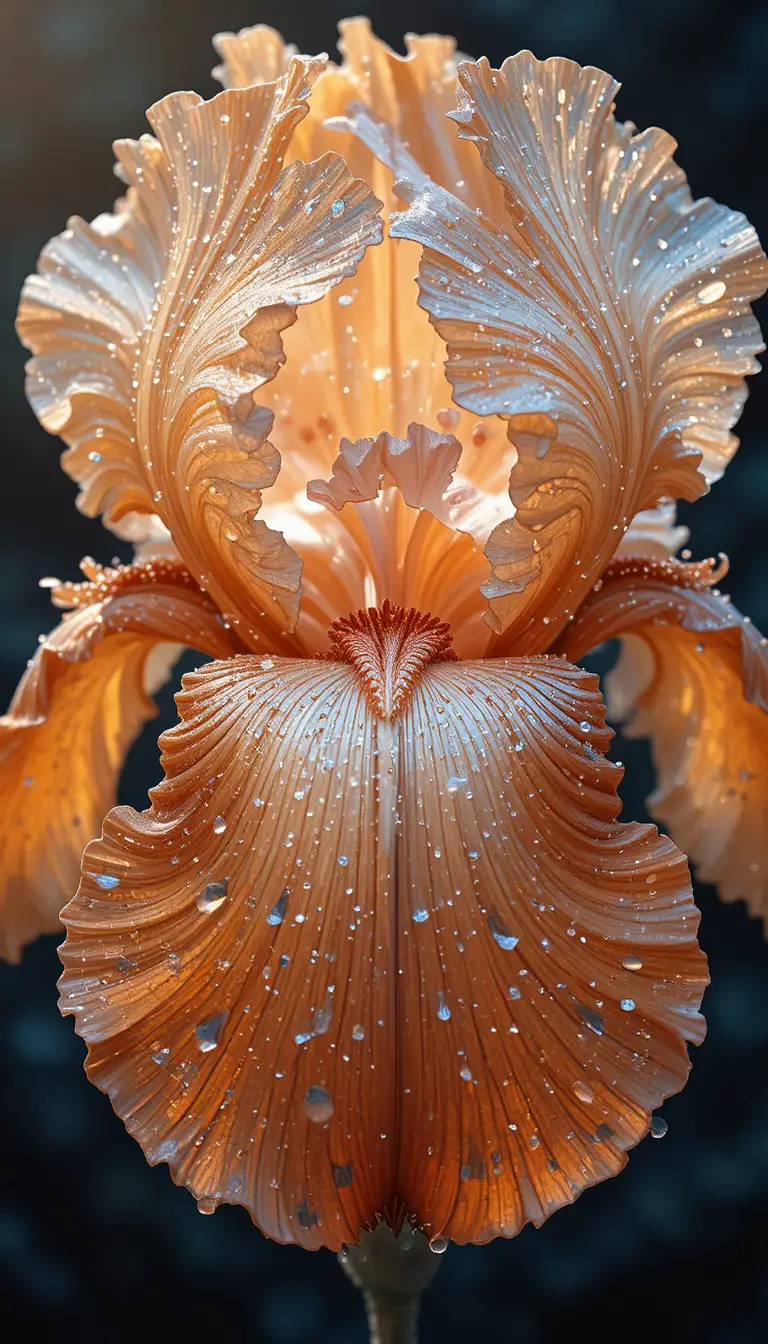 Primo piano digitale di una delicata fiore di iris