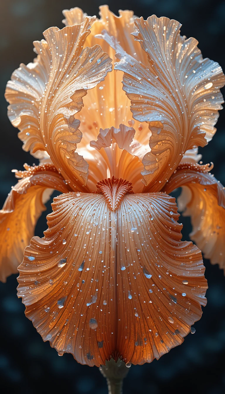 Primo piano digitale di una delicata fiore di iris