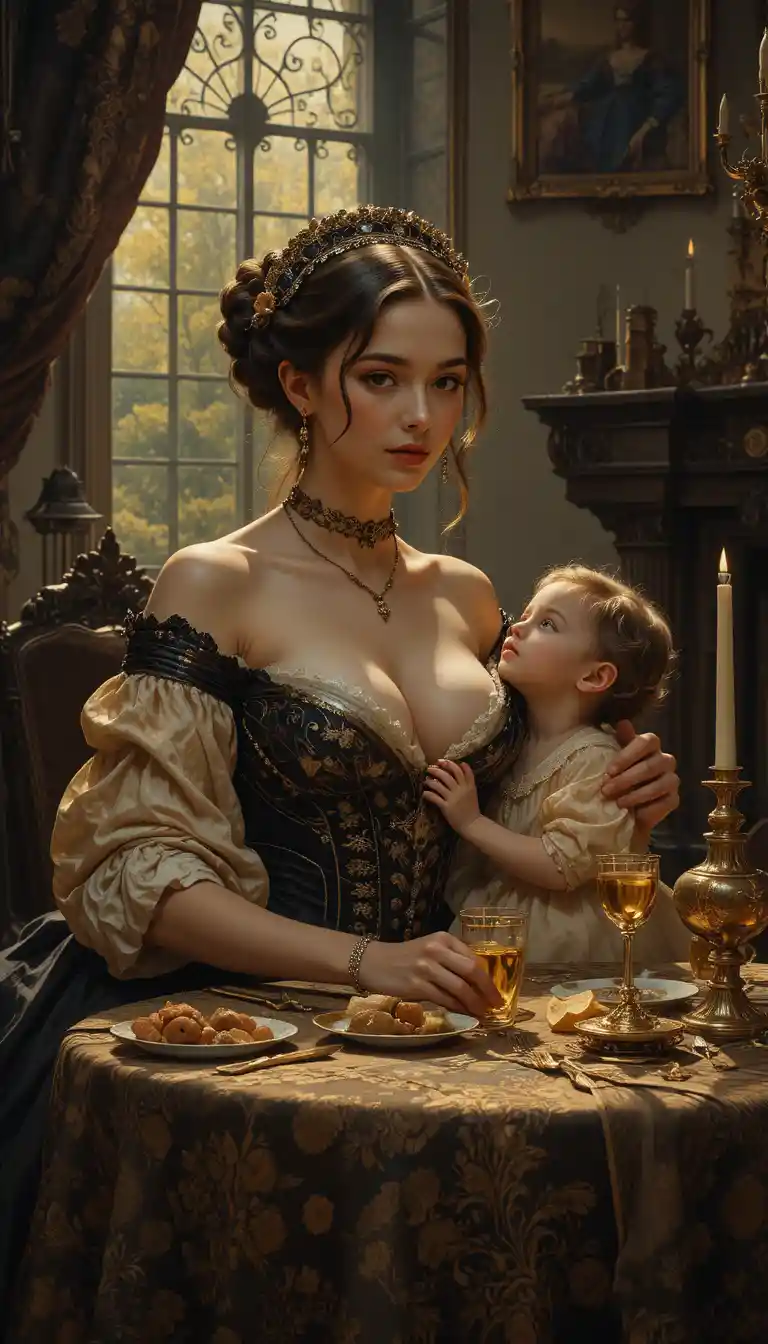 Jeune femme et enfant partageant un petit-déjeuner matinal émouvant