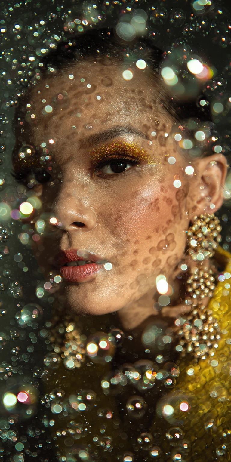 Femme joyeuse dans un portrait fantastique surréaliste et multidimensionnel