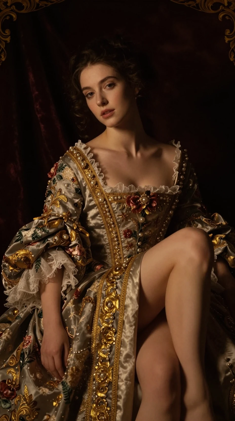 Baroque style portrait of a contemplative noblewoman